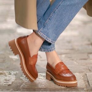 M.GEMI The Elisa Loafers Womens 11/42 Brown Leather Lug Sole Italy $348